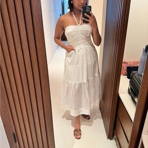 Anthropologie Maeve White Midi Halter Dress